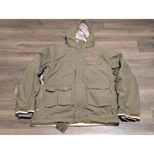 Foursquare Snowboard Jacket Hooded Olive Green Size S Mens Ski Outerwear